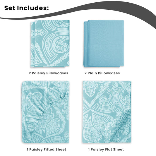 Lux Decor Microfiber 6Pc Paisley Sheet Set