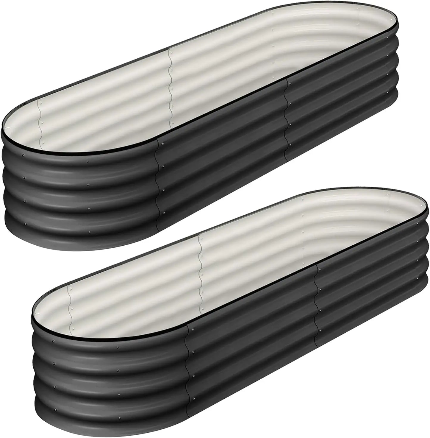 2 Pcs Oval Raised Garden Bed, Galvanized- 4.5x2x1ft