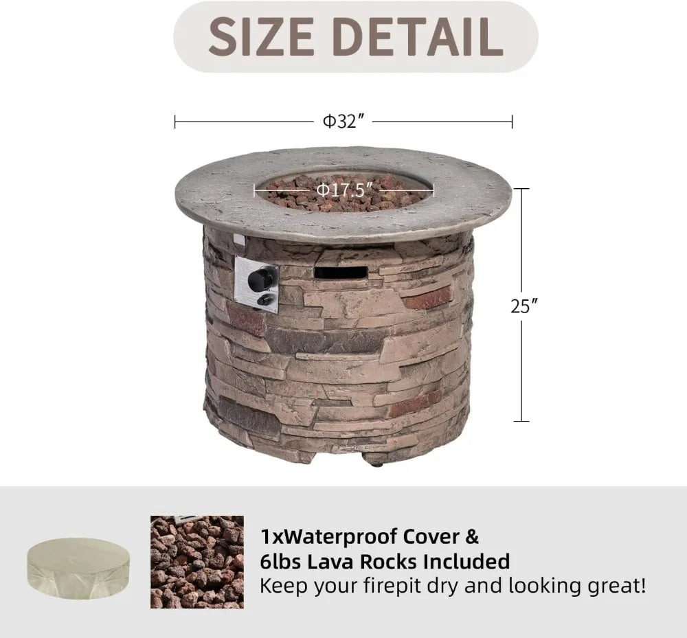 Outdoor Propane Fire Pit Table 40,000 BTU with Lava Rocks & Waterproof Cover, CSA Certified for Patio Garden