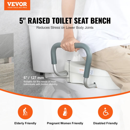 Raised Toilet Seat 5" Height Raised 350 lbs Weight Capacity