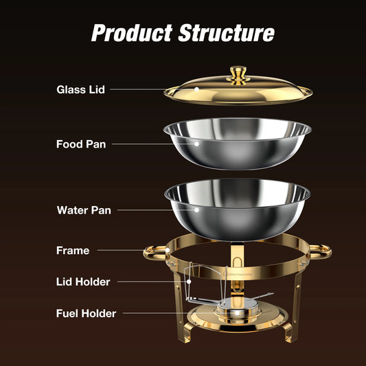 Round Chafing Dishes 5 Qt, High Grade