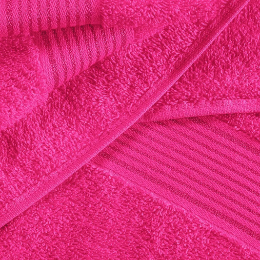 Ultra Soft 6 Pack Cotton Towel Set: 2 Bath, 2 Hand, 2 Wash Cloths - Hot Pink, Compact & Lightweight
