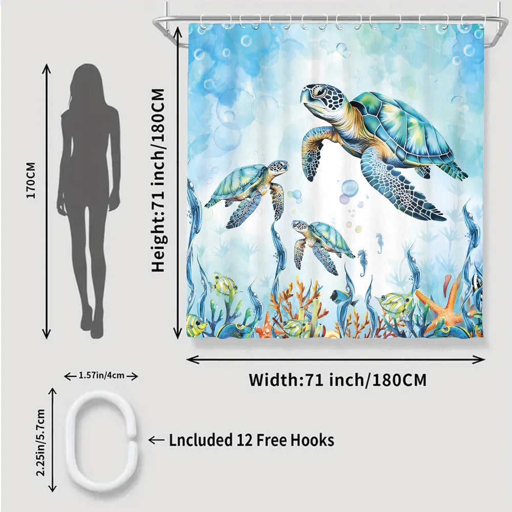 Turtle Bathroom Four-piece Set - Avant-garde Waterproof Shower Curtain
