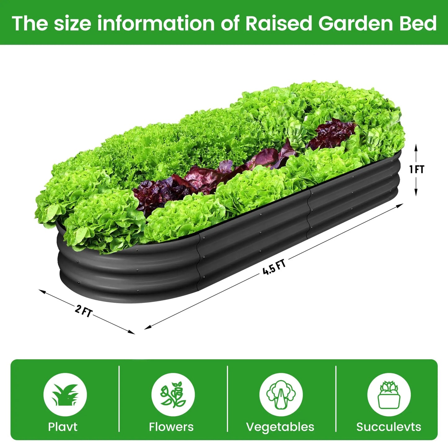 2-Pack Oval Galvanized Steel Raised Garden Bed- Open Base/Safety Edge