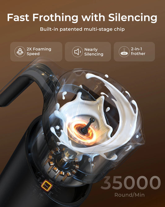 Milk Frother and Steamer, 8-in-1 Electric Frother for Coffee
