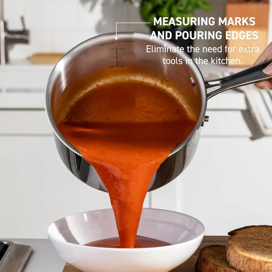 Professional 10Piece Stainless Steel Cookware, Induction Compatibility, Oven Safety up to 500F