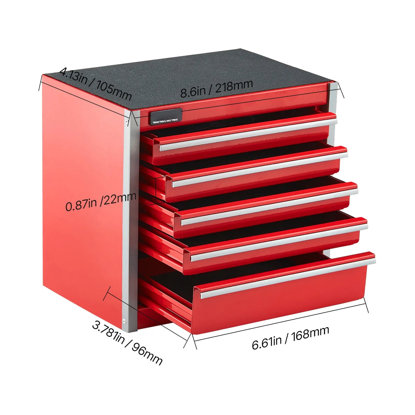 5-Drawer 8.6in Red/Black Metal Portable Small Tool Chest
