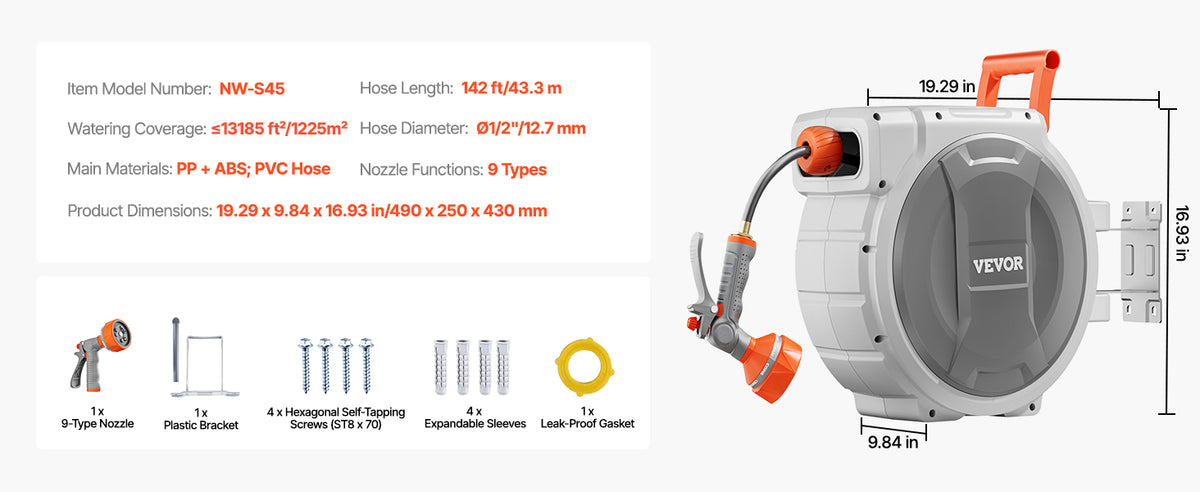 Retractable Garden Hose Reel Wall Mounted