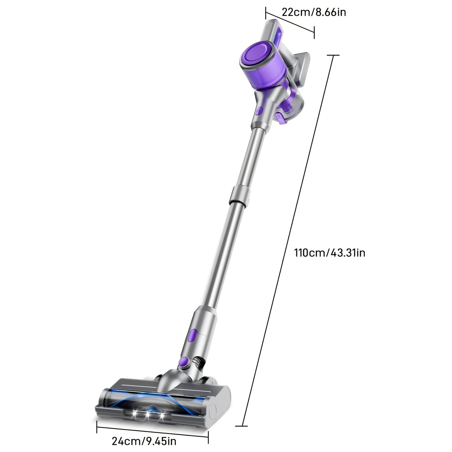 Cordless Vacuum Cleaner, 45-70Kpa Powerful Stick Vacuum with 45min Runtime, 50.72oz Dust Cup, Rechargeable/Wireless Vacuum for Hardwood Floor Carpet