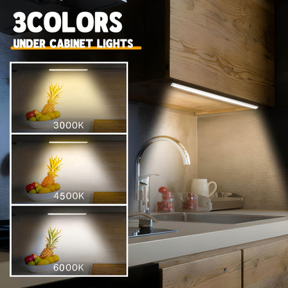 Set of 3 LED Lights with Motion Detection - Adjustable Brightness for Cabinets, Rechargeable Via USB, Featuring Three Color Temperatures (3000K/4500K/6000K), Suitable for Use As Night Lights in Bedrooms, Staircases, Kitchens,