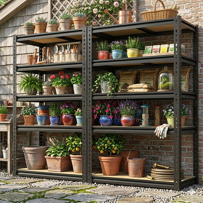 [2pcs Heavy Duty Shelving] Outdoor/Indoor Metal Plant Stand, Adjustable 60" 2000LBS 5-Tier