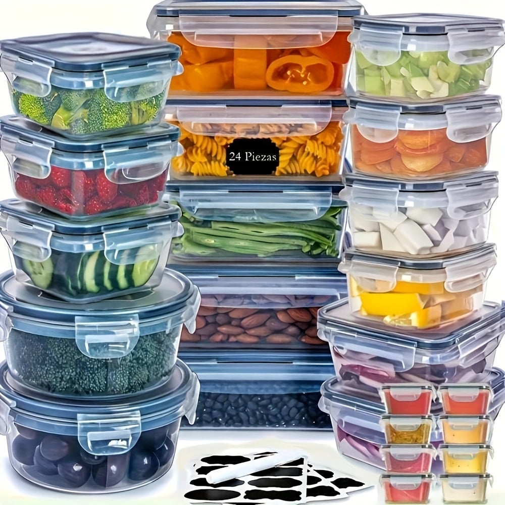 24/48/50pcs Premium Food Storage Container Set - High Quality, BPA-Free, Leak-Proof Design, Easy-Lock Lids, Stackable, Microwave Safe -