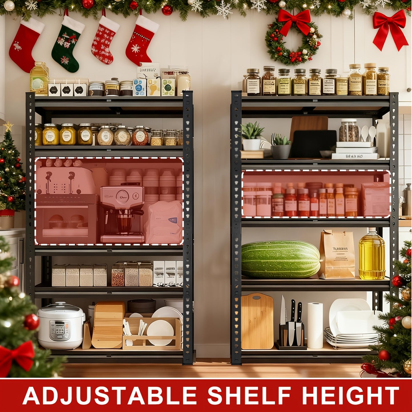 [2pcs Heavy Duty Shelving] Outdoor/Indoor Metal Plant Stand, Adjustable 60" 2000LBS 5-Tier