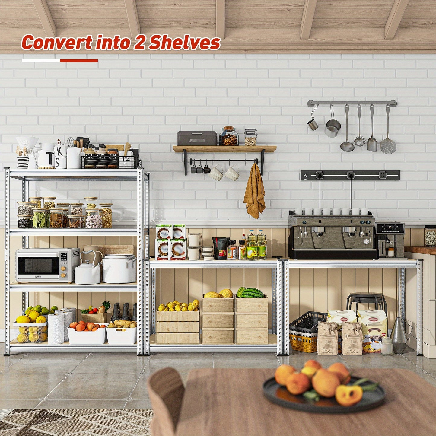 48" W X 24" D X 60" H, 48''W Garage Shelving Heavy Duty Shelving Storage Shelves 2400LB 4 Tier Adjustable, Industrial Strength