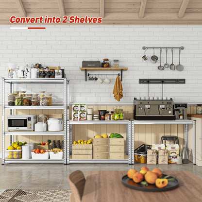 48" W X 24" D X 60" H, 48''W Garage Shelving Heavy Duty Shelving Storage Shelves 2400LB 4 Tier Adjustable, Industrial Strength