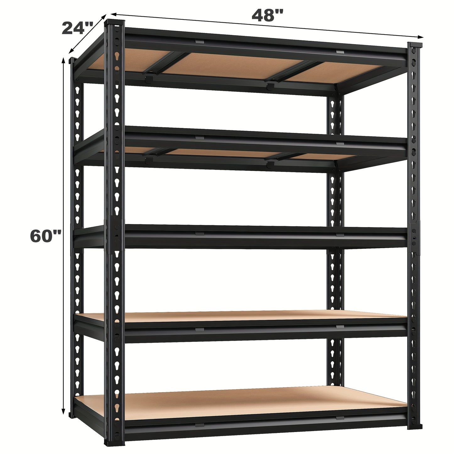 48" W X 24" D X 60" H, 48''W Garage Shelving Heavy Duty Shelving Storage Shelves 2400LB 4 Tier Adjustable, Industrial Strength