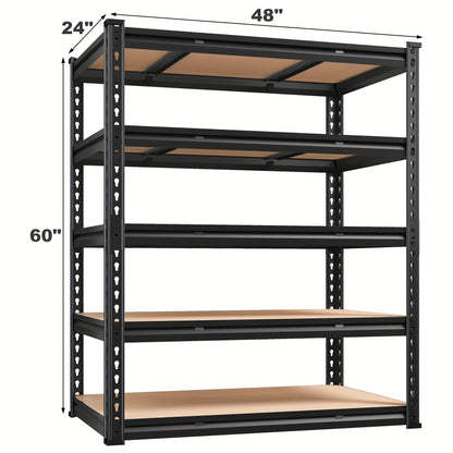 48" W X 24" D X 60" H, 48''W Garage Shelving Heavy Duty Shelving Storage Shelves 2400LB 4 Tier Adjustable, Industrial Strength