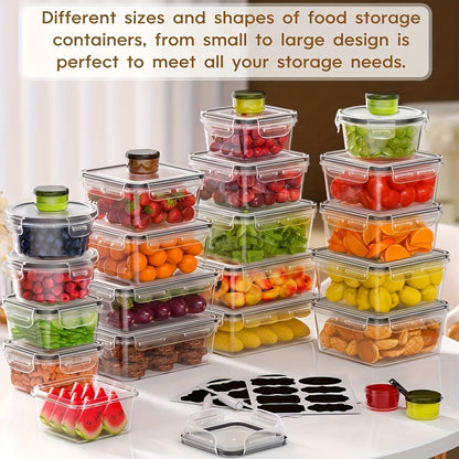24/48/50pcs Premium Food Storage Container Set - High Quality, BPA-Free, Leak-Proof Design, Easy-Lock Lids, Stackable, Microwave Safe -