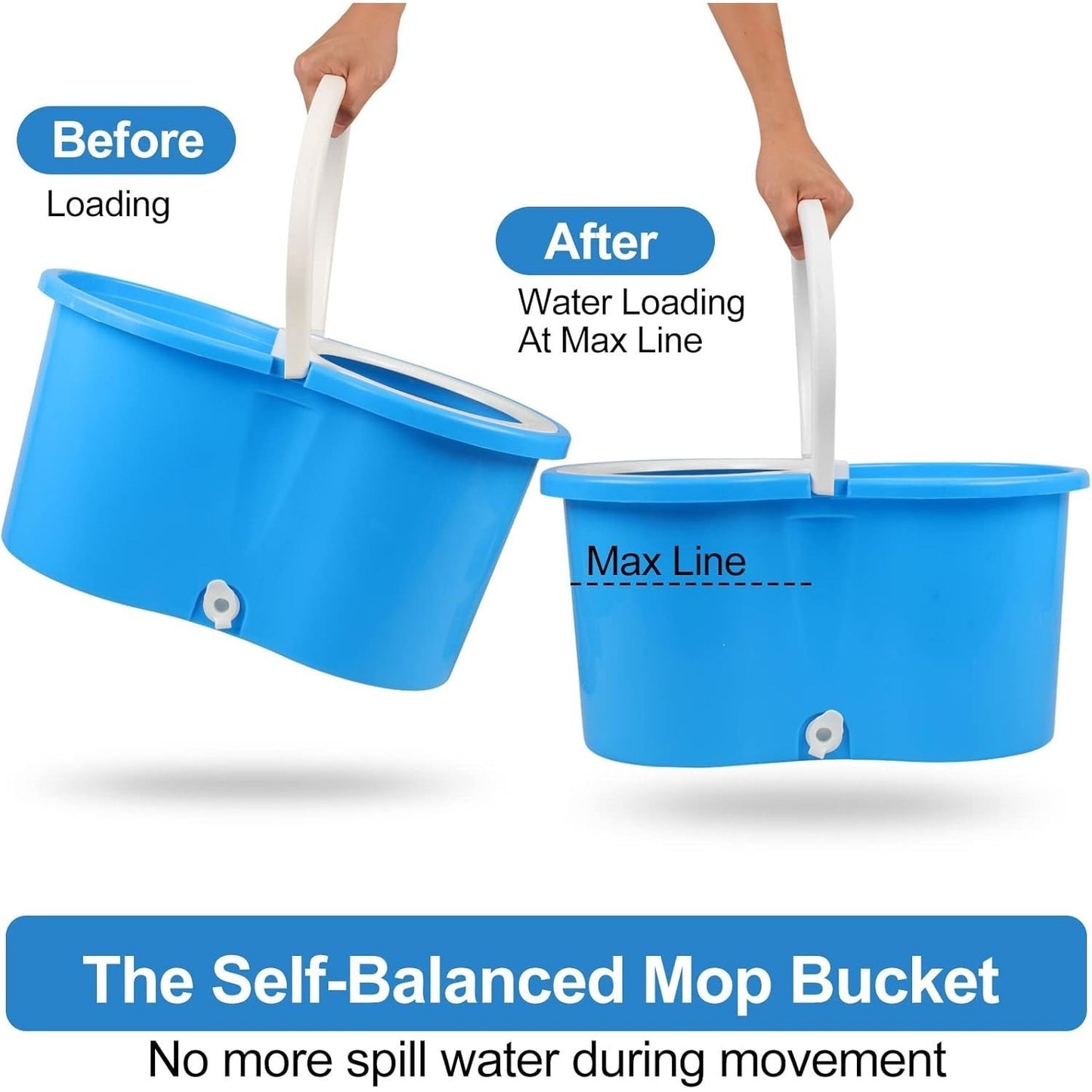 Spin Mop and Bucket with Wringer Set and 4 Microfiber Mop Refills, Stainless Steel, Extended Handle