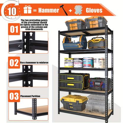 Heavy Duty 2500LB Capacity 5-Tier Adjustable Metal Shelving Unit - Extra Wide 40"W X 72"H X 20"D