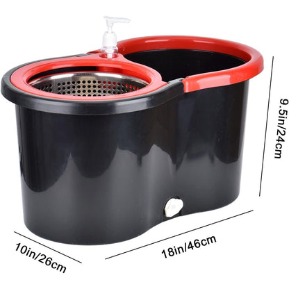 Spin Mop and Bucket with Wringer Set and 4 Microfiber Mop Refills, Stainless Steel, Extended Handle