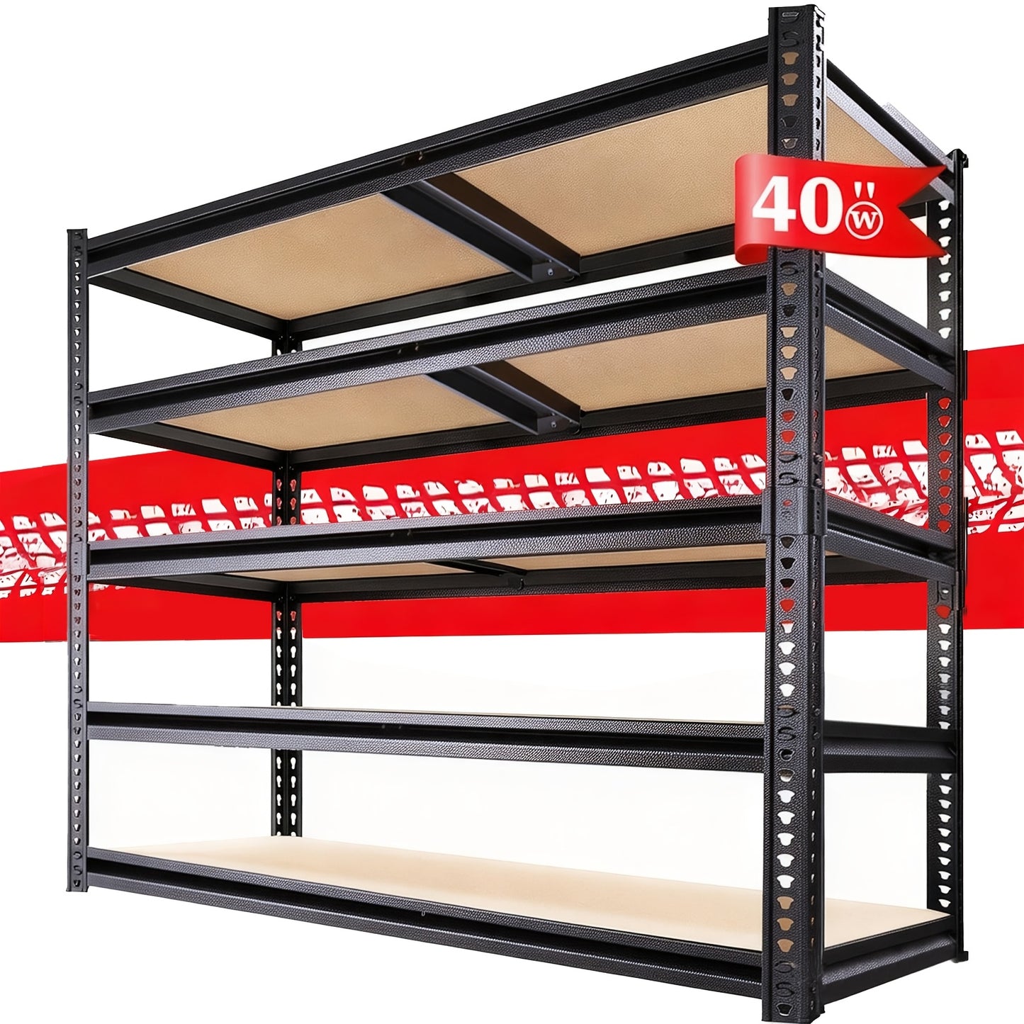 Heavy Duty 2500LB Capacity 5-Tier Adjustable Metal Shelving Unit - Extra Wide 40"W X 72"H X 20"D