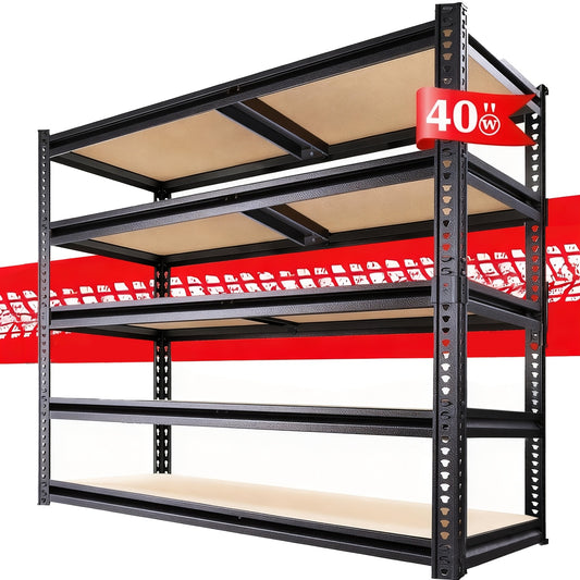 Heavy Duty 2500LB Capacity 5-Tier Adjustable Metal Shelving Unit - Extra Wide 40"W X 72"H X 20"D