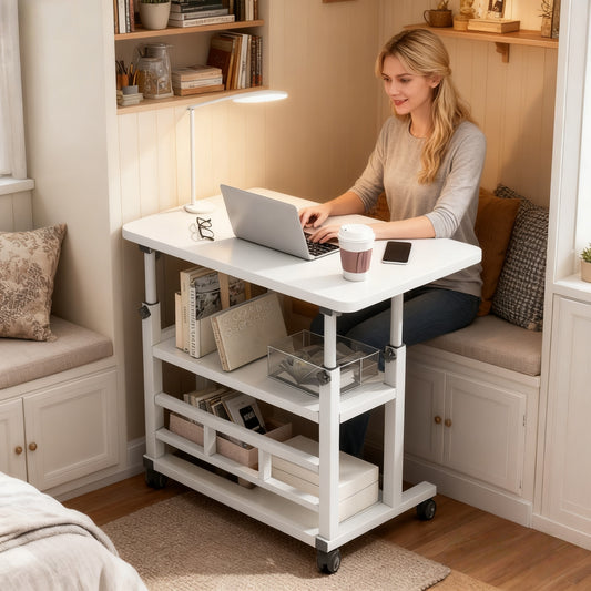 Multifunctional Standing Desk, Height Adjustable 23.62"-35.43", Universal Wheels