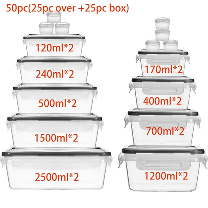 24/48/50pcs Premium Food Storage Container Set - High Quality, BPA-Free, Leak-Proof Design, Easy-Lock Lids, Stackable, Microwave Safe -