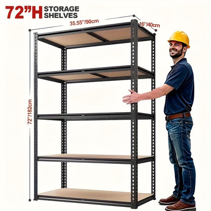 72 Inch Heavy-duty Metal Storage Rack, With A Load-bearing Capacity Of 2000 Pounds Per Layer, Adjustable Height, Easy Assembly For Independent Garage, Warehouse, Home, And Office Shelves - Industrial Style Sorting Rack, Utili