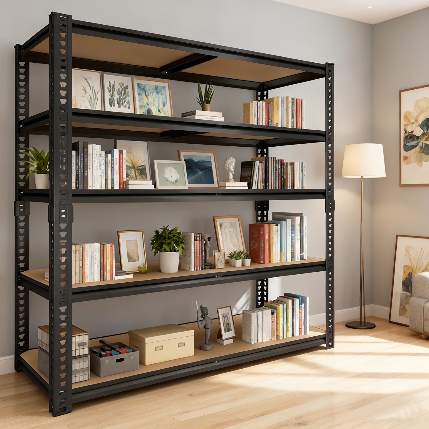 2000/3030LBS Metal Storage Shelving Unit, Utility Rack Shelf, 60/72"Heavy Duty Garage Shelving 5 Tier Adjustable