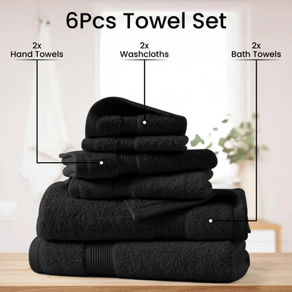 100% Cotton Luxury 6-Piece Bath Towel Set