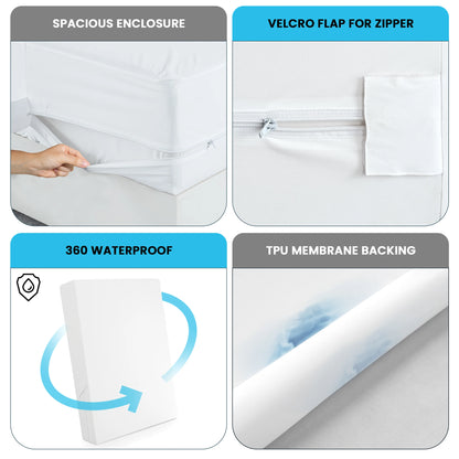 Queen Zippered Mattress Encasement -14 Inches Deep Mattress Protector