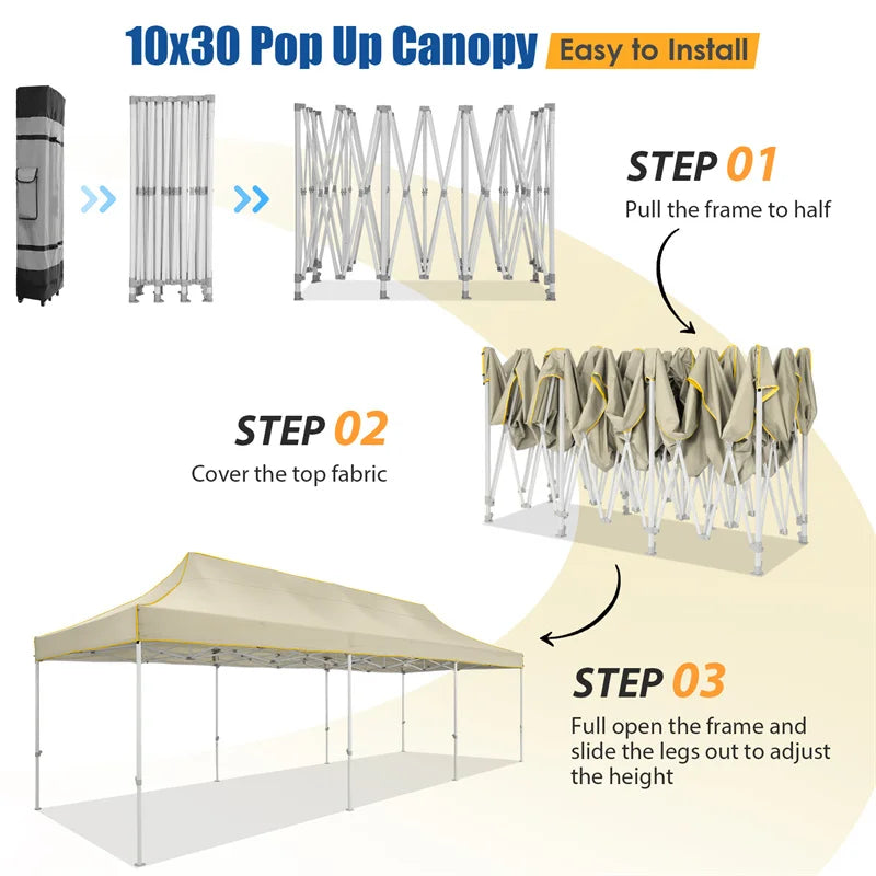 10x30ft Pop Up Canopy Tent Without Sidewall Outdoor