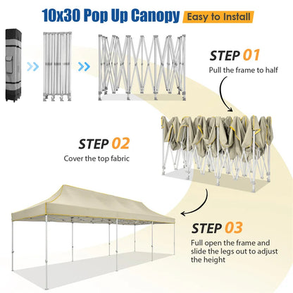 10x30ft Pop Up Canopy Tent Without Sidewall Outdoor