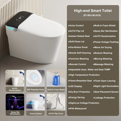 Elongated Smart Toilet with Bidet Built in