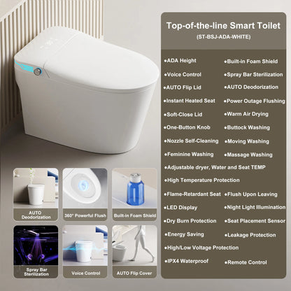Elongated Smart Toilet with Bidet Built in
