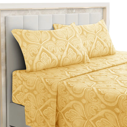16" Deep 4-Piece Paisley Bed Microfiber Sheet Set