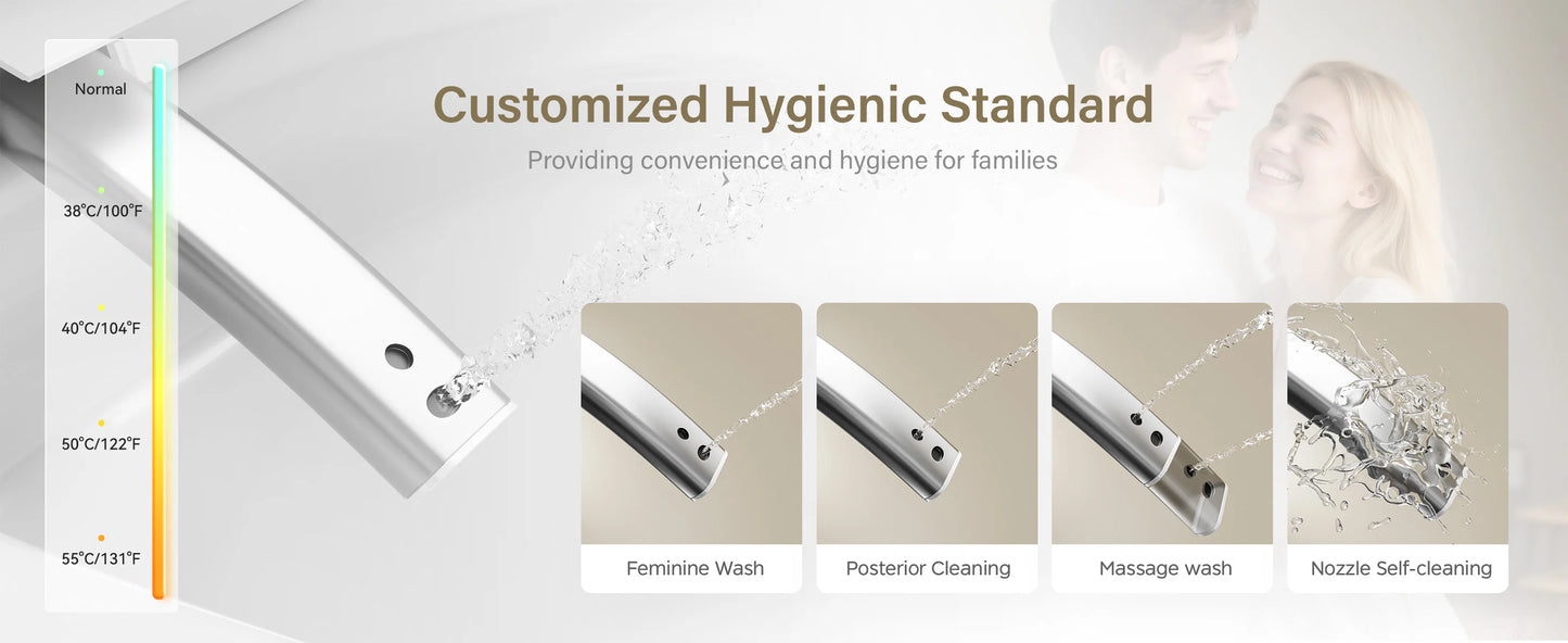 Smart Toilet with Built-in Bidet, AUTO Open/Close