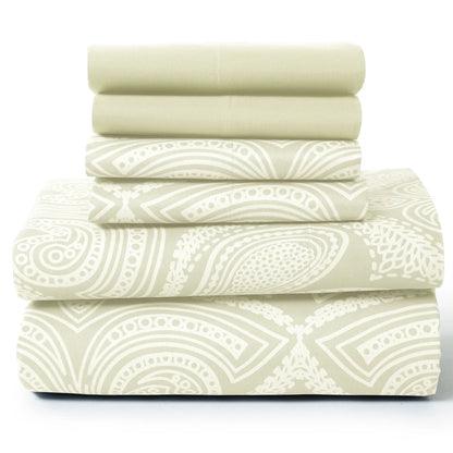 Lux Decor Microfiber 6Pc Paisley Sheet Set