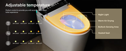 Smart Toilet with Built-in Bidet, AUTO Open/Close