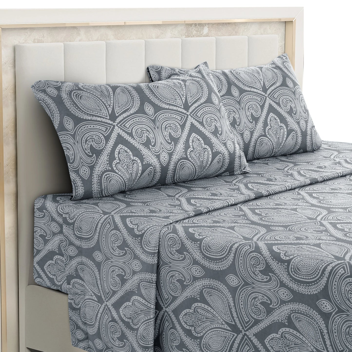 16" Deep 4-Piece Paisley Bed Microfiber Sheet Set
