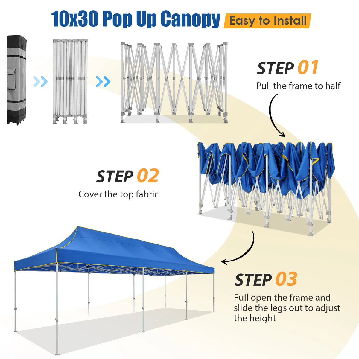 10x30ft Pop Up Canopy Tent Without Sidewall Outdoor