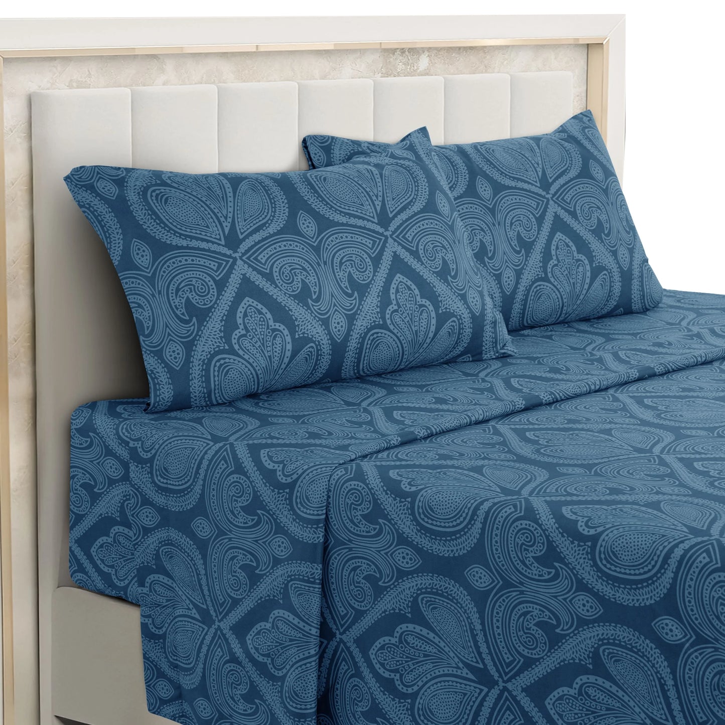 16" Deep 4-Piece Paisley Bed Microfiber Sheet Set