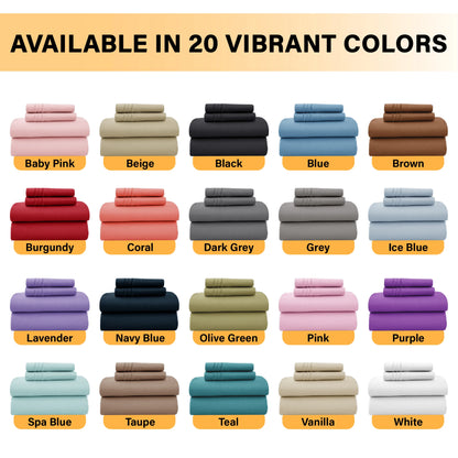 16" Luxury 6Pc Solid Sheet Set – Brushed Microfiber