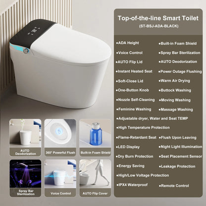 Elongated Smart Toilet with Bidet Built in