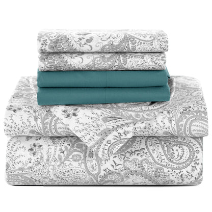 Lux Decor Microfiber 6Pc Paisley Sheet Set