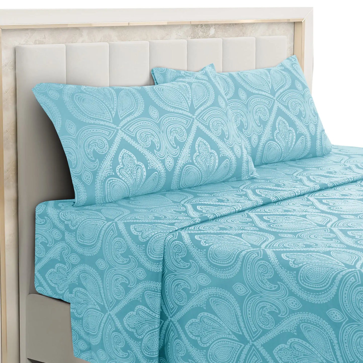 16" Deep 4-Piece Paisley Bed Microfiber Sheet Set
