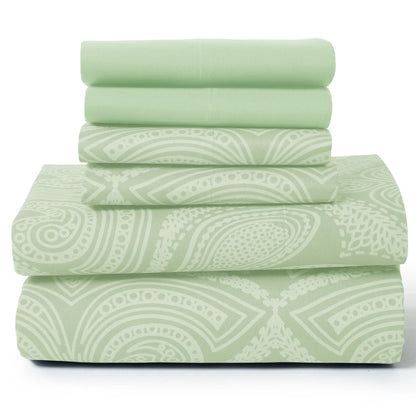 Lux Decor Microfiber 6Pc Paisley Sheet Set