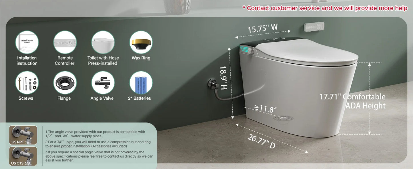 Smart Toilet with Bidet Built In, AUTO Deodorization, Voice Control